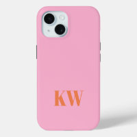 Monogramme initiales personnalisé rose orange mode