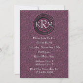 Monogramme Initiales Plum Swirls Invitation (Devant)