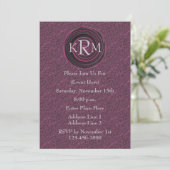 Monogramme Initiales Plum Swirls Invitation (Debout devant)