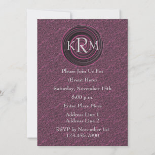 Monogramme Initiales Plum Swirls Invitation