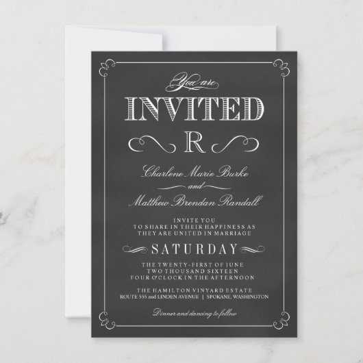 Monogramme Invitations de mariage rustique en tabl (Devant)