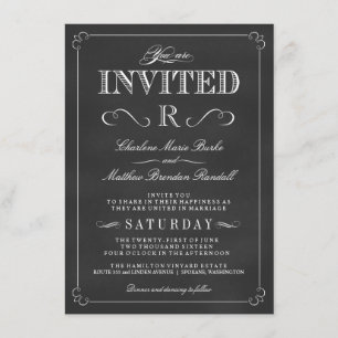 Monogramme Invitations de mariage rustique en tabl