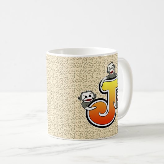 Monogramme J Sock Monkey Mug (Devant droit)