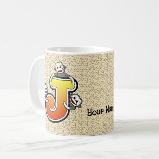 Monogramme J Sock Monkey Mug (Devant gauche)