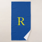 Monogramme jaune bleu initial coloré clair mignon (Serviette de bain)