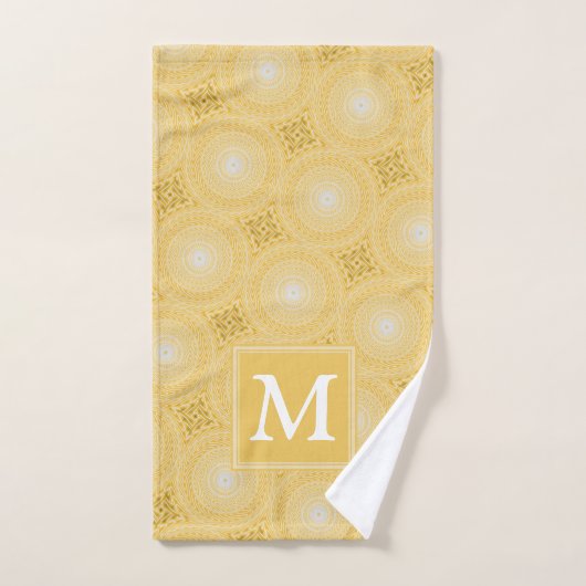 Monogramme jaune cercles motif (Serviette à main)