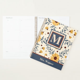 Monogramme Jaune Daisy Floral Enseignant Initial