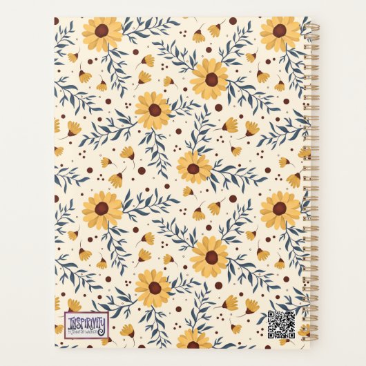 Monogramme Jaune Daisy Floral Enseignant Initial (Dos)