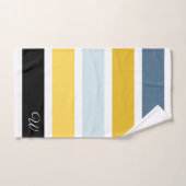 Monogramme jaune de la moutarde bleue de la marine (Serviette à main)