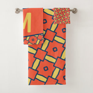 Monogramme jaune Motif géométrique orange