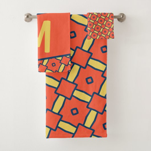 Monogramme jaune Motif géométrique orange (En situation)