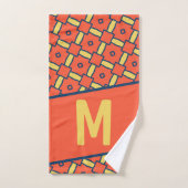 Monogramme jaune Motif géométrique orange (Serviette à main)