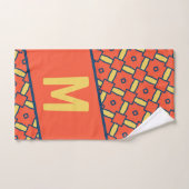 Monogramme jaune Motif géométrique orange (Serviette à main)