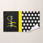 Monogramme jaune noir blanc Polka point (Serviette à main)