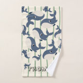 Monogramme joli baleine motif Stripes (Serviette à main)