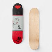 Monogramme jolie femme et lèvres skateboard (Recto)