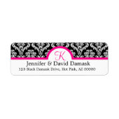 Monogramme K Damask Étiquettes de adresse blancs (Devant)