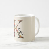 Monogramme K, lettre florale K, tasse (Devant droit)