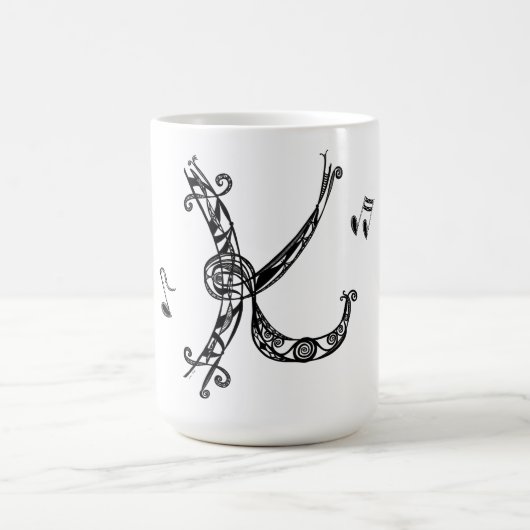 Monogramme K Mug avec notes de musique II (Centre)