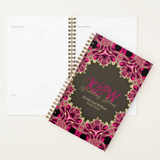 Monogramme Lace Doré Rose Vintage (Devant avec enveloppe)