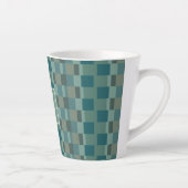 Monogramme Latte Mug Moderne Check in Blue, Olive (Droite)