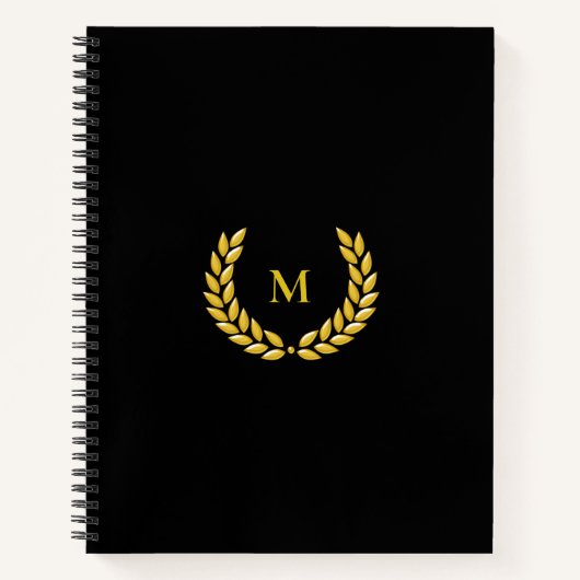 Monogramme & laurier sur cahier noir (Devant)