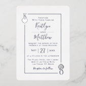 Monogramme Lecture Carte Mariage Real Silver Foil (Recto)
