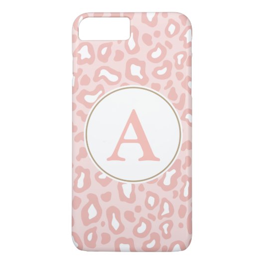 Monogramme léopard rose pâle iPhone 7 Plus Coque (Dos)