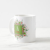 Monogramme Lettre rouge de Noël photo Café Mug (Devant gauche)