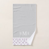 Monogramme Lilac et Grey Trellis | Couleurs modifi (Serviette à main)