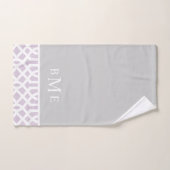 Monogramme Lilac et Grey Trellis | Couleurs modifi (Serviette à main)