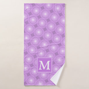 Monogramme lilas cercles pourpres motif