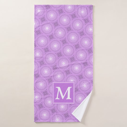 Monogramme lilas cercles pourpres motif (Serviette de bain)
