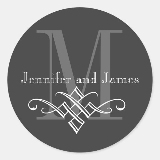 Monogramme Logo Noms Stickers Mariage Charbon (Devant)
