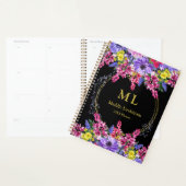 Monogramme Luxe Black Multicolor Floral Custom (Devant avec enveloppe)