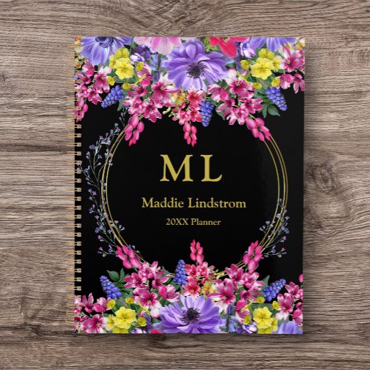 Monogramme Luxe Black Multicolor Floral Custom