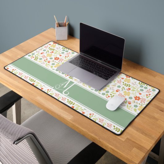 Monogramme M de motif de fleur stylisé pastel colo (Bureau 2)
