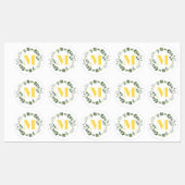 Monogramme M en or/citron avec stickers à anneaux  (Feuille)