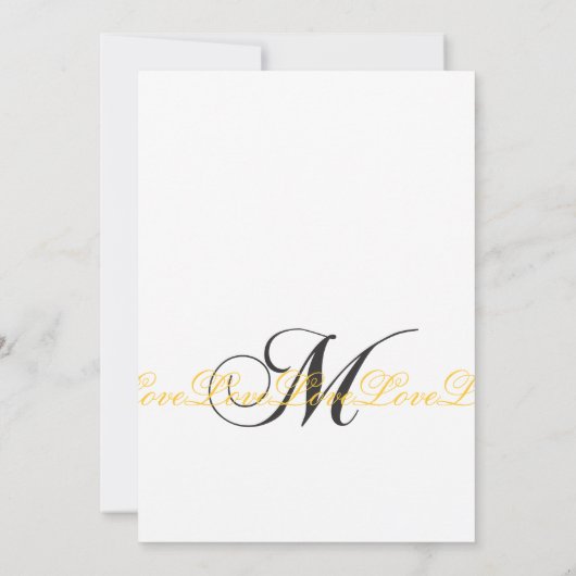 Monogramme M Love Wedding Invitations Jaune (Dos)