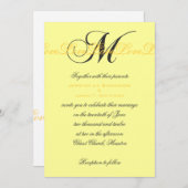 Monogramme M Love Wedding Invitations Jaune (Devant / Derrière)