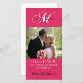 Monogramme M Mariage Merci Cartes photos Fuchsia (Devant / Derrière)