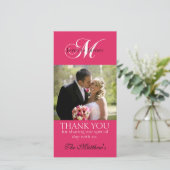 Monogramme M Mariage Merci Cartes photos Fuchsia (Debout devant)