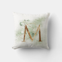Monogramme M or Floral Coussin