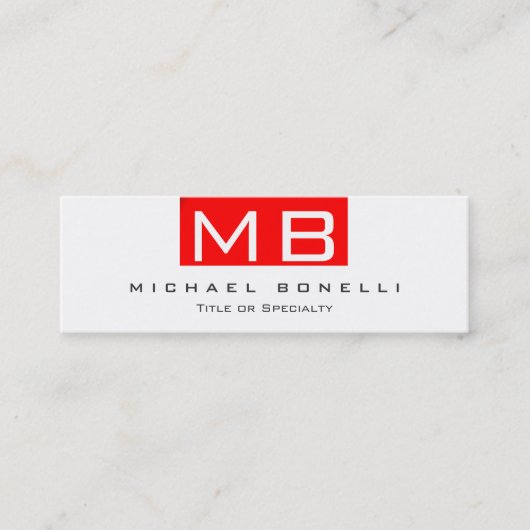 Monogramme maigre Blanc Rouge Carte de visite tend (Devant)