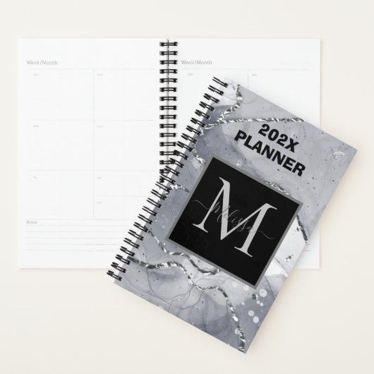 Monogramme marbré d'argent simple moderne (Devant avec enveloppe)