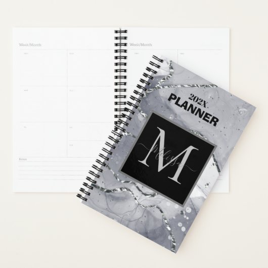 Monogramme marbré d'argent simple moderne (Devant avec enveloppe)