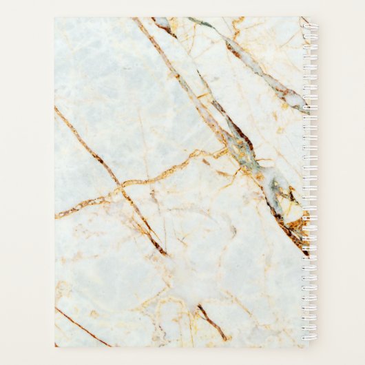 Monogramme Marbre Elegant Blanc Or 8.5x11 Planific (Dos)