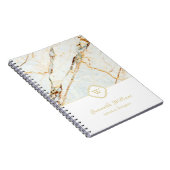 Monogramme Marbre élégant Carnet or blanc (Côté Droit)