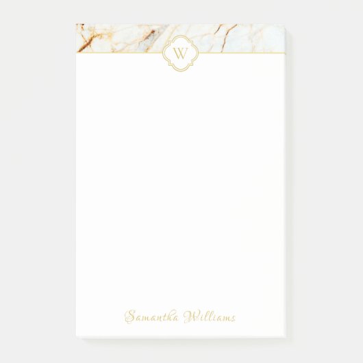 Monogramme Marbre Nom élégant Post-it® Notes 4 x 6 (Devant)