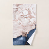 Monogramme Marbre Rose Gold Agate Bleu Marine (Serviette à main)